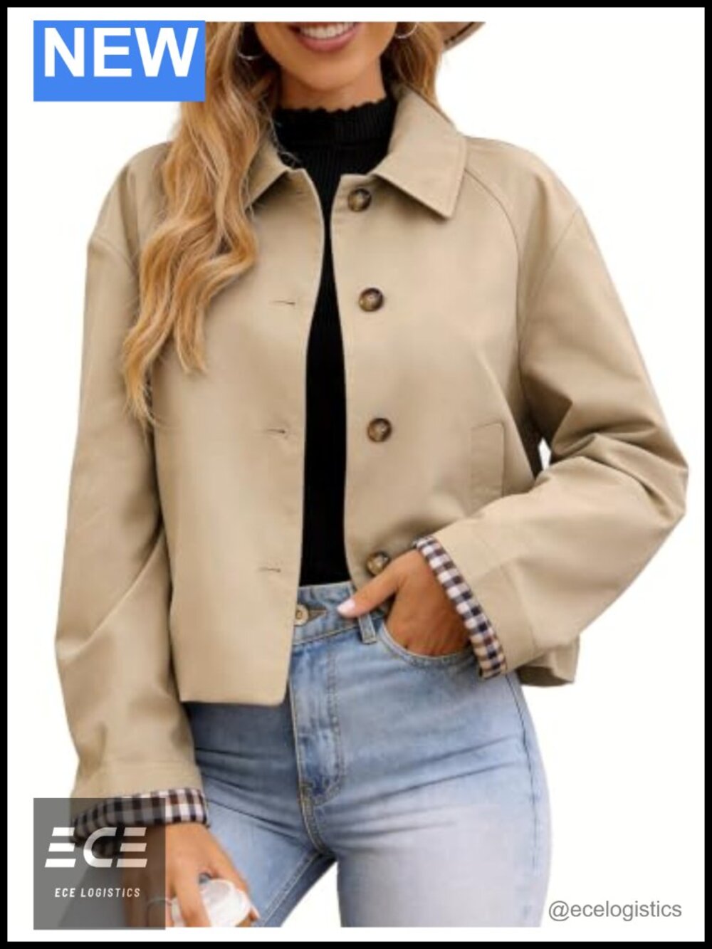 Womens Cropped Trench Coat Lightweight Short Casual Jacket Outwear